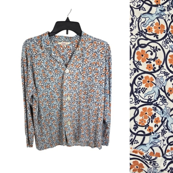{Lawson} Mid-Century Vinatage Button Down Floral Print Blouse - Picture 1 of 14